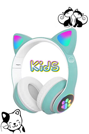 Bluetooth Kedi Kulaklık Aux Girişli Hafıza Kartlı Kulak Üstü Bluetooth Pisi Pisi Miyav Kedi Kulaklık