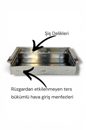 Paslanmaz Çelikten Katlanır Ayaklı ve 3 Kademeli Mangal 70x40x70cm Çantalı