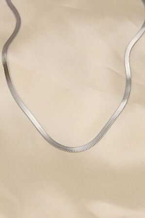 316L Çelik Silver Renk 45 cm İtalyan Zincir Model Kadın Kolye  - PRT3500EB00105
