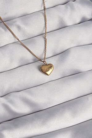 316L Çelik Gold Renk Kalp Model Love Kolye  - PRT3500EB01838