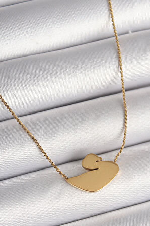 316L Çelik Gold Renk Zincir Kuğu Model Kadın Kolye  - PRT3500EB03969