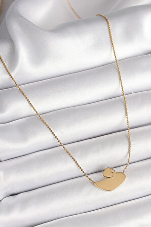 316L Çelik Gold Renk Zincir Kuğu Model Kadın Kolye  - PRT3500EB03969