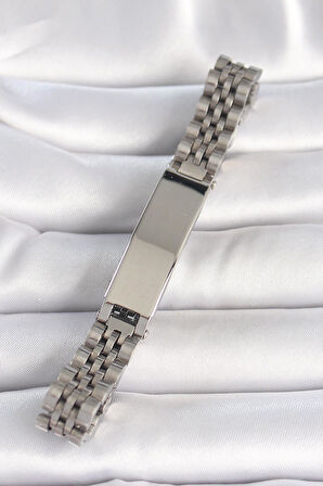 316L Çelik Gümüş Renk Zincir Künye Model Erkek Bileklik  - PRT3500EB04397