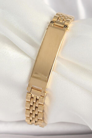 316L Çelik Gold Renk Zincir Künye Model Erkek Bileklik  - PRT3500EB04398