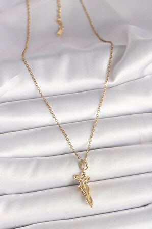 316L Çelik Gold Renk Zincir Sarılma Model Kadın Kolye  - PRT3500EB04532
