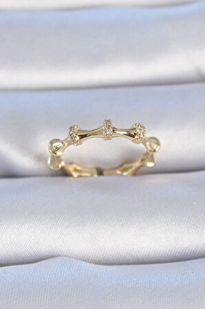 Pirinç Gold Renk Zirkon Taşlı Kadın Yüzük * PRT3500EB06137