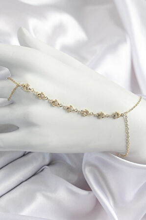Pirinç Kalpli Zirkon Taşlı Y Model Gold Renk Kadın Şahmeran * PRT3500EB07504