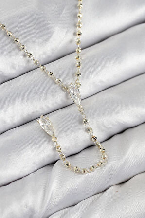 Pirinç Zirkon Taşlı Gold Renk Kadın Y Kolye - PRT3500EB08645