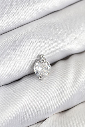 Misineli Zirkon Taşlı Model Gümüş Renk Hayalet Kolye - PRT3500EB08653