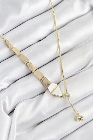 Pirinç Yılan Model Gold Renk Asansörlü Kadın Kolye - PRT3500EB08841