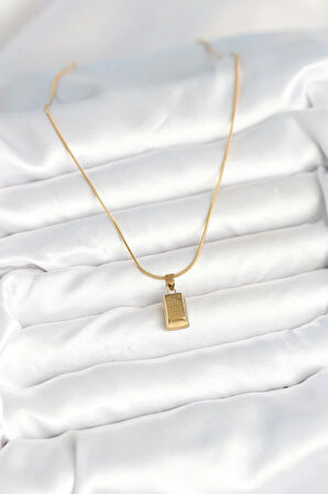 316L Çelik Gold Renk Mini Külçe Altın Model Kolye - PRT3500EB09122