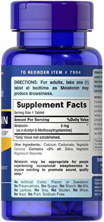 Puritan's Pride Night Sleep Melatonin 3 mg 240 Capsules