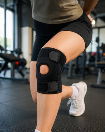 Açık Patella Tasarımıyla Ayarlanabilir Cırtlı Kısa Diz Destekliği