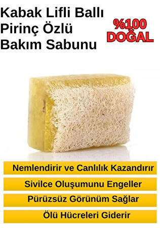 Doğal %100 El Yapımı Kabak Lifli Ballı Pirinç Sabun