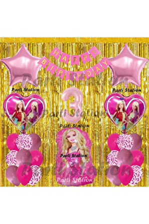 Barbie Balon Set 6 Yaş Barbie Konsept Doğum Günü Parti Balon Set Barbie Tema Doğum Günü