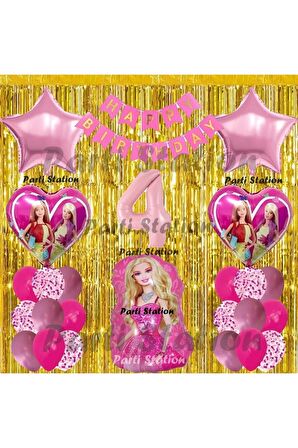 Barbie Balon Set 4 Yaş Barbie Konsept Doğum Günü Parti Balon Set Barbie Tema Doğum Günü
