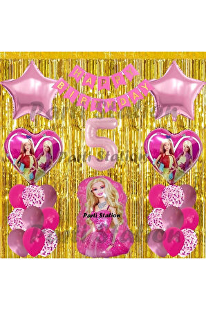 Barbie Balon Set 6 Yaş Barbie Konsept Doğum Günü Parti Balon Set Barbie Tema Doğum Günü