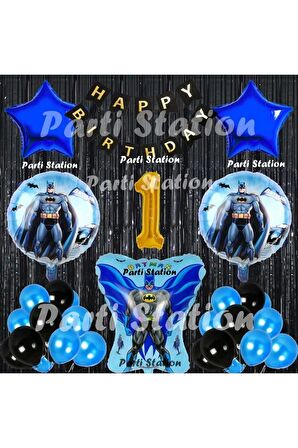 Batman Yarasa Balon Set 1 Yaş Batman Konsept Doğum Günü Parti Balon Set Batman Tema Doğum Günü