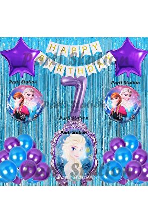 Frozen Elsa Balon Set 7 Yaş Karlar Ülkesi Frozen Elsa Mor Konsept Doğum Günü Parti Balon Set