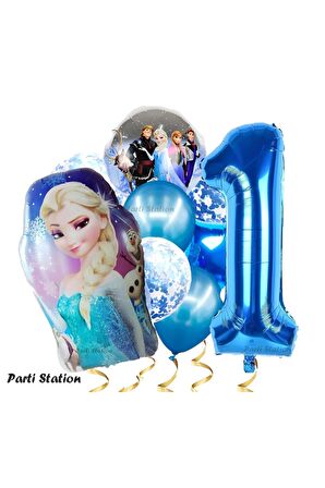 Frozen Elsa 1 Yaş Balon Set Karlar Ülkesi Frozen Elsa Konsept Doğum Günü Parti Helyum Balon Buketi