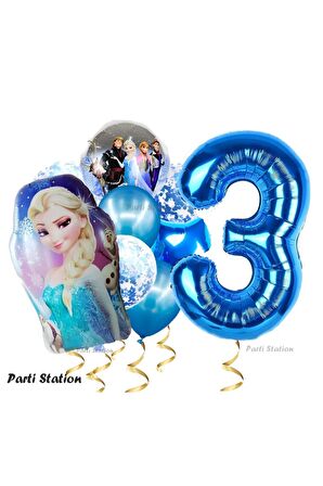 Frozen Elsa 3 Yaş Balon Set Karlar Ülkesi Frozen Elsa Konsept Doğum Günü Parti Helyum Balon Buketi