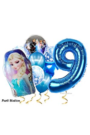 Frozen Elsa 9 Yaş Balon Set Karlar Ülkesi Frozen Elsa Konsept Doğum Günü Parti Helyum Balon Buketi