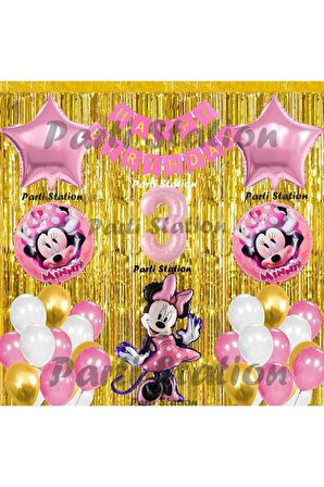 Minnie Mouse Balon Set 8 Yaş Minnie Mouse Konsept Doğum Günü Parti Balon Set