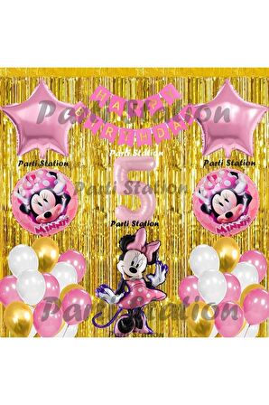Minnie Mouse Balon Set 5 Yaş Minnie Mouse Konsept Doğum Günü Parti Balon Set