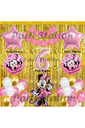 Minnie Mouse Balon Set 6 Yaş Minnie Mouse Konsept Doğum Günü Parti Balon Set