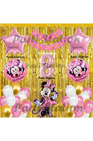 Minnie Mouse Balon Set 8 Yaş Minnie Mouse Konsept Doğum Günü Parti Balon Set