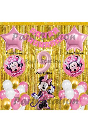 Minnie Mouse Balon Set 9 Yaş Minnie Mouse Konsept Doğum Günü Parti Balon Set