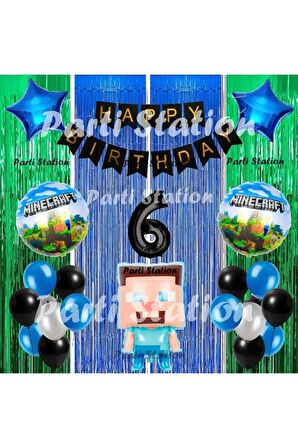 Minecraft Balon Set 1 Yaş Minecraft Oyun Konsept Doğum Günü Parti Balon Set Minecraft Doğum Günü