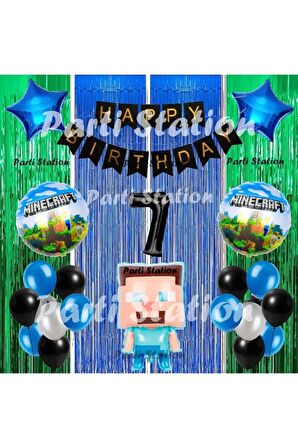 Minecraft Balon Set 1 Yaş Minecraft Oyun Konsept Doğum Günü Parti Balon Set Minecraft Doğum Günü
