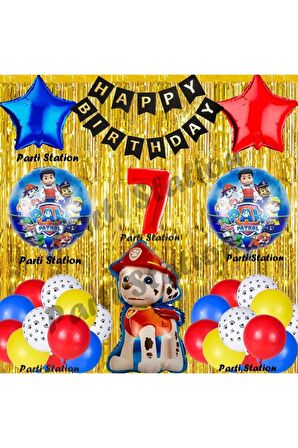 Paw Patrol Balon Set 7 Yaş Paw Petrol Marshall Kırmızı Konsept Doğum Günü Parti Folyo Balon Seti