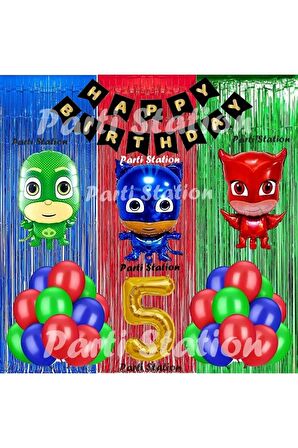 PjMasks Balon Set 5 Yaş PjMasks Kedi Çocuk Baykuş Kız Kertenkele Çocuk Konsept Doğum Günü Balon Set