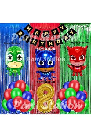 PjMasks Balon Set 8 Yaş PjMasks Kedi Çocuk Baykuş Kız Kertenkele Çocuk Konsept Doğum Günü Balon Set