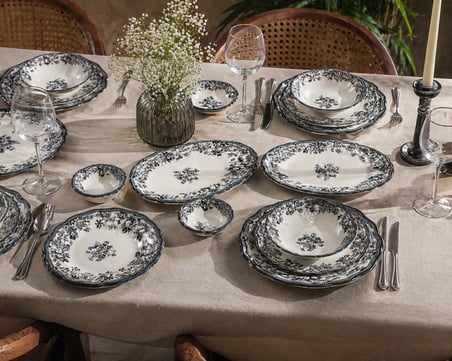 Porser Velour Antrasit Fulya Yemek Seti – 24 Parça 6 Kişilik