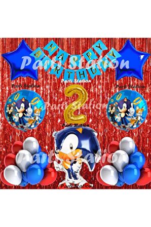 Tilki Sonic Balon Set 2 Yaş Tilki Sonic Konsept Doğum Günü Parti Altın Renk Rakam Balon Set