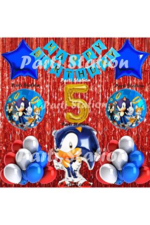 Tilki Sonic Balon Set 5 Yaş Tilki Sonic Konsept Doğum Günü Parti Altın Renk Rakam Balon Set