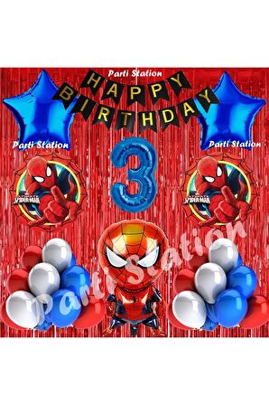 Spiderman Örümcek Adam Balon Set 3 Yaş Örümcek Adam Kırmızı Konsept Doğum Günü Parti Balon Seti