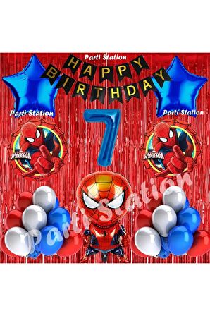 Spiderman Örümcek Adam Balon Set 7 Yaş Örümcek Adam Kırmızı Konsept Doğum Günü Parti Balon Seti