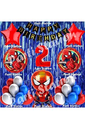 Spiderman Örümcek Adam Balon Set 2 Yaş Örümcek Adam Lacivert Konsept Doğum Günü Parti Balon Seti