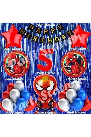 Spiderman Örümcek Adam Balon Set 5 Yaş Örümcek Adam Lacivert Konsept Doğum Günü Parti Balon Seti