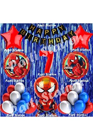 Spiderman Örümcek Adam Balon Set 7 Yaş Örümcek Adam Lacivert Konsept Doğum Günü Parti Balon Seti