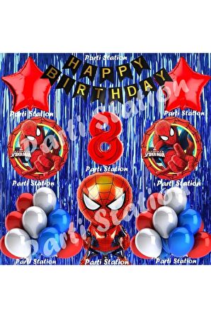 Spiderman Örümcek Adam Balon Set 8 Yaş Örümcek Adam Lacivert Konsept Doğum Günü Parti Balon Seti