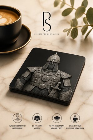    Tarihi Savaşçı Armor Temalı Akrilik Bardak Altlığı