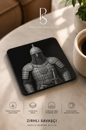    Tarihi Savaşçı Armor Temalı Akrilik Bardak Altlığı