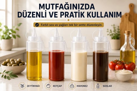 Plastik Şeffaf Yağlık Sosluk Şişesi 700 Ml. (4 adet)