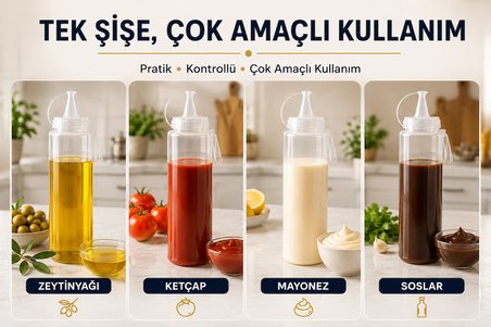 Plastik Şeffaf Yağlık Sosluk Şişesi 1000 Ml.