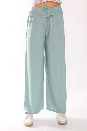 Kadın Beli Lastikli Bol Paça Cotton Pamuklu Pantolon